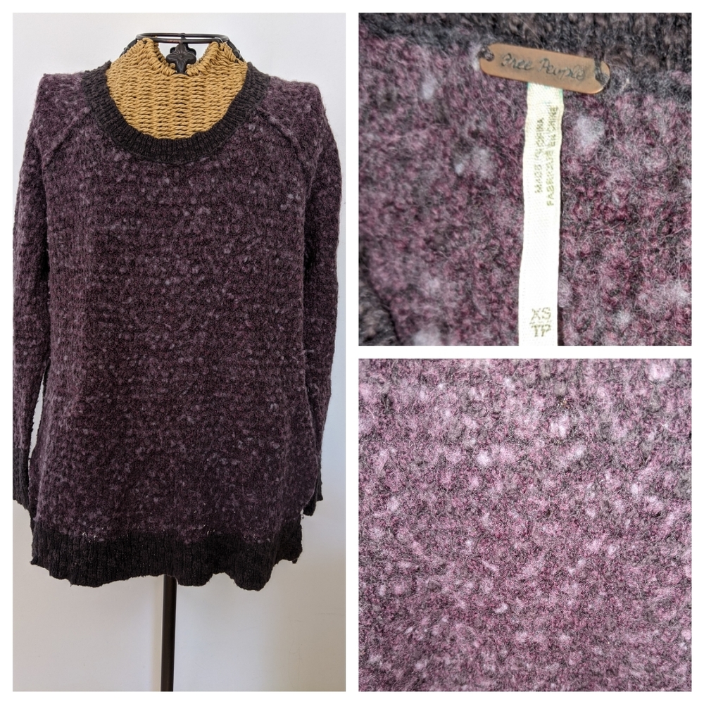 Free People Marled Nubby Purple Sweater XS